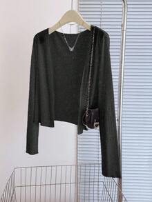 Franclia 女士休闲通勤简约风格轻便夹克，春夏 - 黑色 - 查看 6