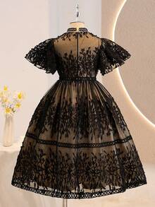 SHEIN Tween Girls' Elegant Lace Party Birthday Princess Dress - Black - View 6