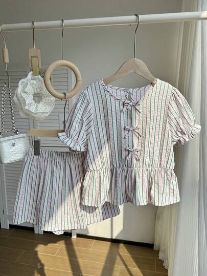 2pcs/Set Girls Casual Fashion Street Style Numeric & English Letter Star Pattern V-Neck Loose Long Sleeve Top And Wide Leg Sweatpants Sports Suit, Daily Wear