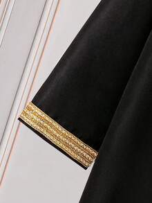 SHEIN Tween Boy Elegant Gold-Trimmed Long Robe Shirt, Spring/Summer