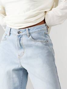 MISSGUIDED Quần jean ống rộng cạp trung bình, dáng thoải mái, kiểu vintage, chất liệu denim mài nhẹ, thích hợp mặc hàng ngày vào mùa xuân, hè, thu đông. - Rửa nhẹ - Xem 3