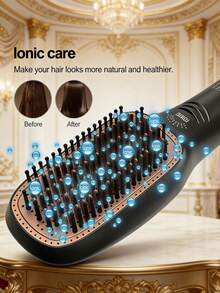 Teckwe Hot Air Brush Overheating Protection Negative Ion Hair Straightener Fast Heating Light Weight Hair Straightening Tool