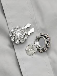 1/2/4pcs 21mm Rhinestone Button Covers For Women, Crystal Button Covers, Detachable Clip On Button Covers, Crystal Fancy Buttons For Clothing, Button Snaps With Pliers Press For Dress Suit Tux Shirt Accessories, Lead Color