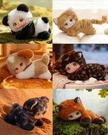 Süße Familien-Vinyl-Puppen, weiche Vinyl-Puppen, Anhänger in Rosenrot-Bär-Form, Anhänger in Gelb-Schaf-Form, Geburtstagsgeschenke, Weihnachtsdekoration, Halloween (Innenmaterial Tangjia (hart), keine Plüschfüllung)