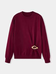 Maija Áo len trang trí dây xích kim loại hình nữ anh hùng ngày Valentine, Thu/Đông/Xuân - Màu đỏ tím - Xem 6