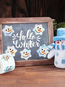 500pcs/Roll Holographic Laser Snowman Graffiti Stickers, Silver Laser Envelopes & Magazines Decorative, Holiday Party DIY Decor Supplies, Waterproof & Removable For Christmas, New Year,For School Supplies,Back To School - Multicolor - View 6