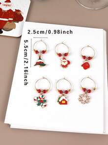 Thích hợp cho Giáng sinh, Nhà bếp, Nhà hàng, Quán bar, Tiệc sinh nhật, Khách sạn, Trang trại, Họp mặt gia đình, Khuyên tai nhận biết ly rượu, Đồ trang trí cây thông Noel hoạt hình dễ thương, Gậy hợp kim kẽm, Vòng ly rượu (6 chiếc) - Nhiều màu - Xem 2