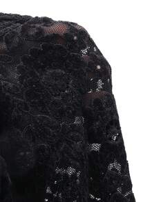 DAZY Women's Black Leopard Print Lace-Up Asymmetric Shoulder Long Sleeve Fitted Cropped Undershirt Top Going Out Tops Women - Black - View 8