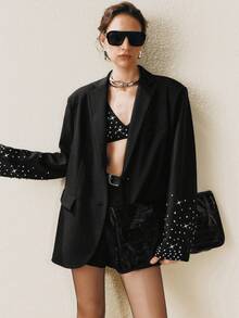 Arave 女士优雅水钻袖口设计西装外套 - 黑色 - 查看 5