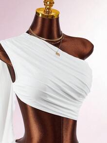 Amplova Bộ đồ 2 món thời trang áo crop top và quần ống loe thiết kế dây nhún màu trơn dành cho nữ - trắng - Xem 12