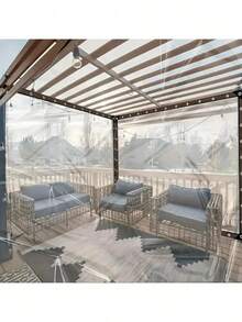 透明防水篷布，防水防雨罩，重型油布覆盖膜，带孔眼透明乙烯基篷布 - 带扣眼的PE篷布，防水防风，防撕裂，适用于花园、阳台、露台、遮阳篷、冬季植物覆盖、温室、露营设备，户外使用