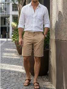Bermuda lisa para hombre - Café integral - Ver 2