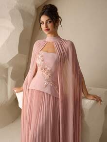 Coutiva High-End Embroidered Fitted Dress, Elegant Lady Style - Pink - View 6