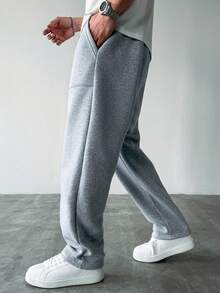 HUEFORM 男士纯色抽绳腰带口袋锥形休闲运动裤 - 淺灰色 - 查看 4