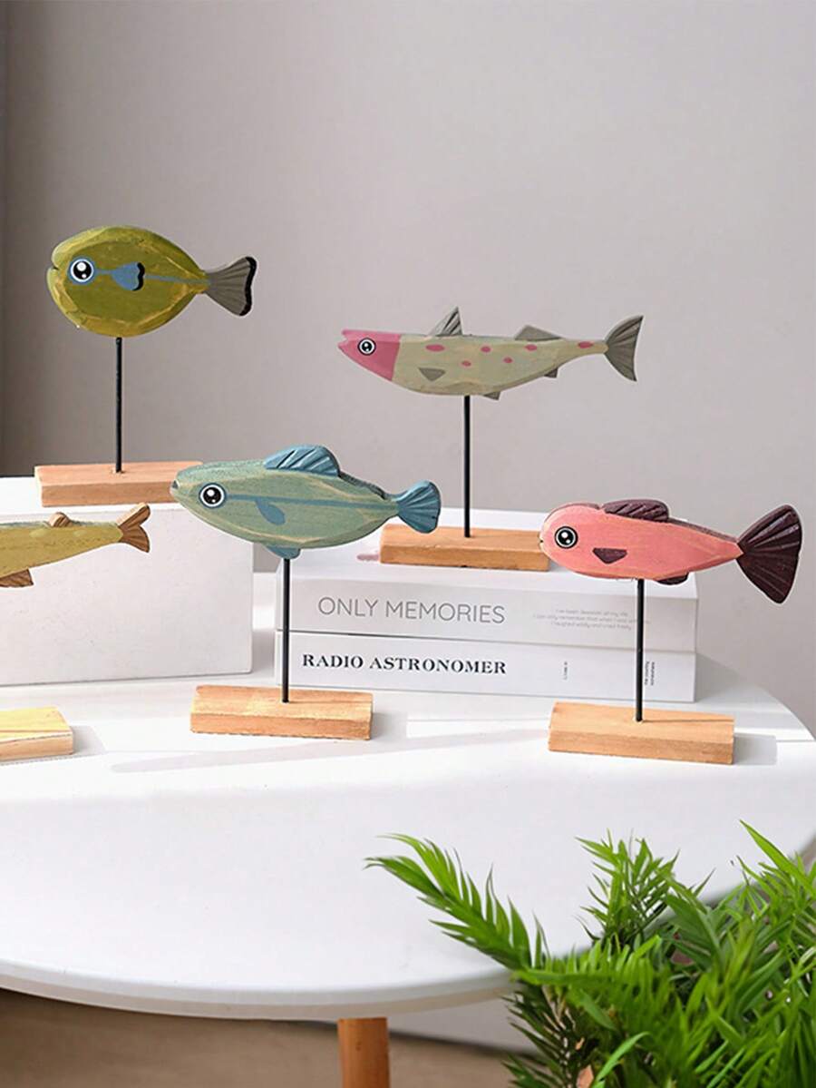 Madebyblanc 1 con cá gỗ Địa Trung Hải, đồ trang trí cá và động vật nhiều màu sắc, cá biển nhỏ trang trí phòng khách, đồ trang trí bàn học và bàn lễ tân phòng trẻ em, thích hợp làm quà tặng sinh nhật, quà tặng cá nhân hóa, trang trí bàn làm việc trong dịp Ramadan. - Nhiều màu - Xem 1