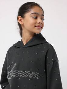 SUMWON Girls Cozy Fleece Tracksuit Wear Set Full Zip Hoodie Sweatpants Matching Winter Casual Two Piece Outfit Drawstring Hood Ribbed Cuffs