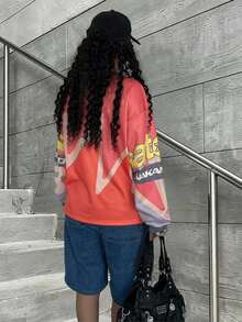 Rovax Áo nỉ dài tay cổ tròn in họa tiết màu tương phản dành cho nữ - Nhiều màu - Xem 2