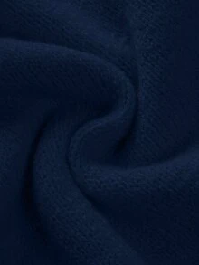SHEIN Franclia New Autumn V-Neck Waist Cinched Knitted A-Line Dress, Elegant And Intellectual - Navy Blue - View 5