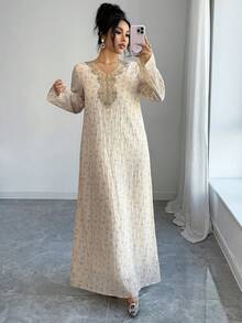 Yasmyna Women's Casual Daily Dress Kaftan Jalabiya Dress - Yellow - View 1