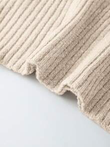 SHEIN Franclia 新款秋冬欧美休闲高领修身中长针织毛衣连衣裙 - 杏色 - 查看 3