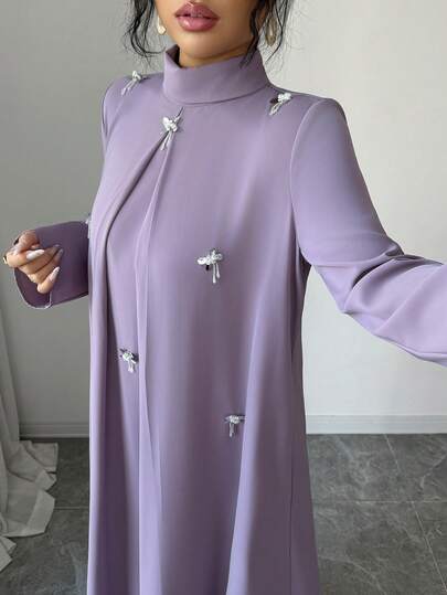 Yasmyna Elegant klänning i arabisk stil med 3D-blommor för kvinnor