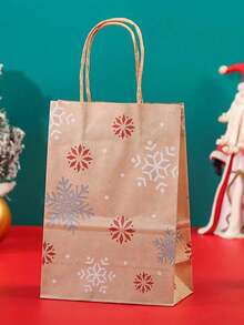 25个带提手的圣诞礼品袋，牛皮纸材质，印有圣诞图案，附赠圣诞礼品标签，适合送给母亲、父亲、姐妹、祖父母等——圣诞礼品用品 - 彩色 - 查看 5