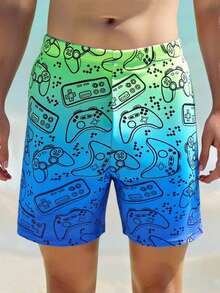 Đồ bơi cho bé trai, Đồ bơi, Họa tiết máy chơi game hoạt hình, Đồ bơi góc phẳng đi biển có lớp lót bên trong, Chống nắng, Đồ bơi nhanh khô 8-14 tuổi - Nhiều màu - Xem 8