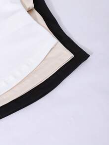 Conjunto de três peças com top sem mangas de gola alta para meninas adolescentes, com um colete de malha ajustado. Esta camiseta interior sólida e elástica é projetada para um ajuste personalizado e pode ser usada tanto como uma camada inferior quanto sozinha para estilos de sobreposição diários.