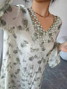 Yasmyna Women's Arabic Style Dress Long Sleeve Summer Dresses - Green - View 7