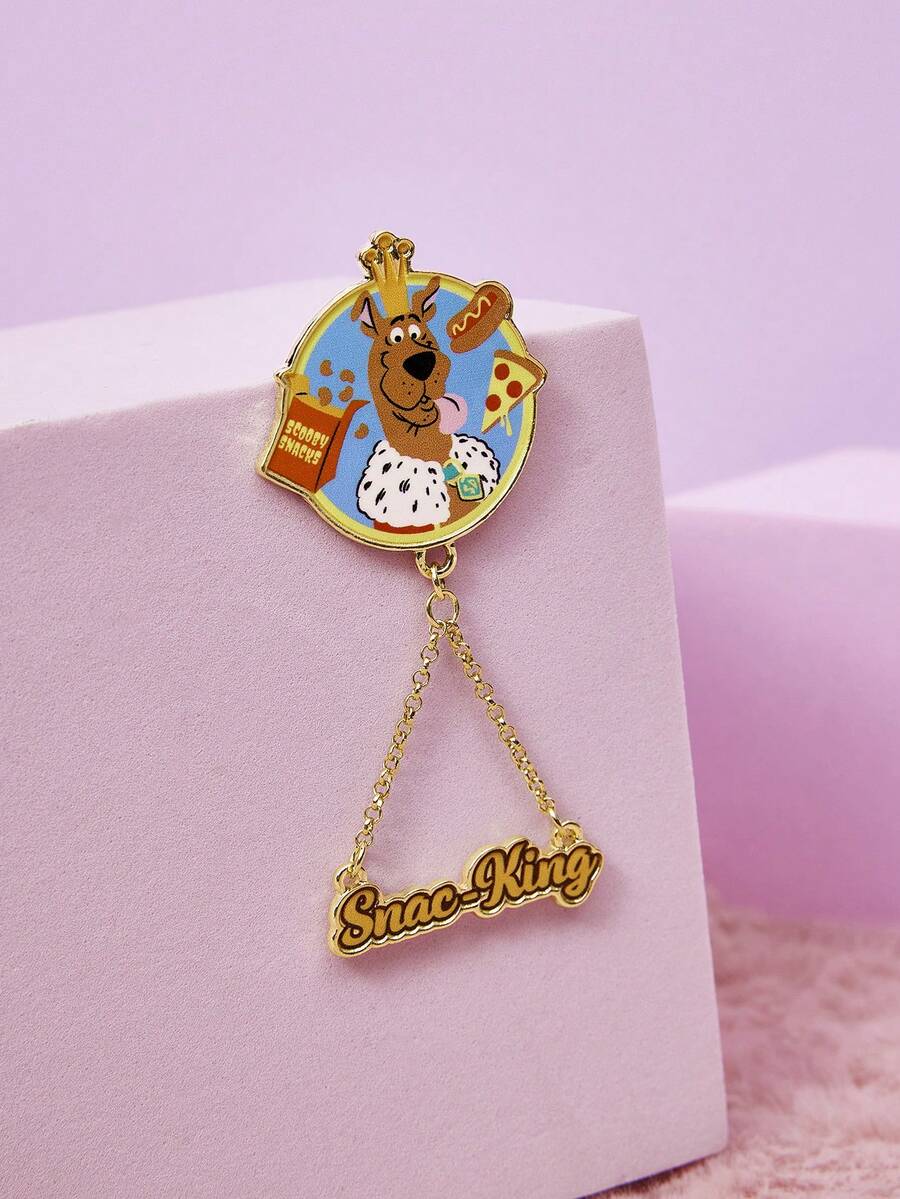 SCOOBY-DOO X SHEIN Broche de liga de zinco com desenho de cachorro fofo em estilo cartoon (1 peça), requintado e adorável, de luxo, ideal para festas, shows e festivais. - Ouro - Ver 1