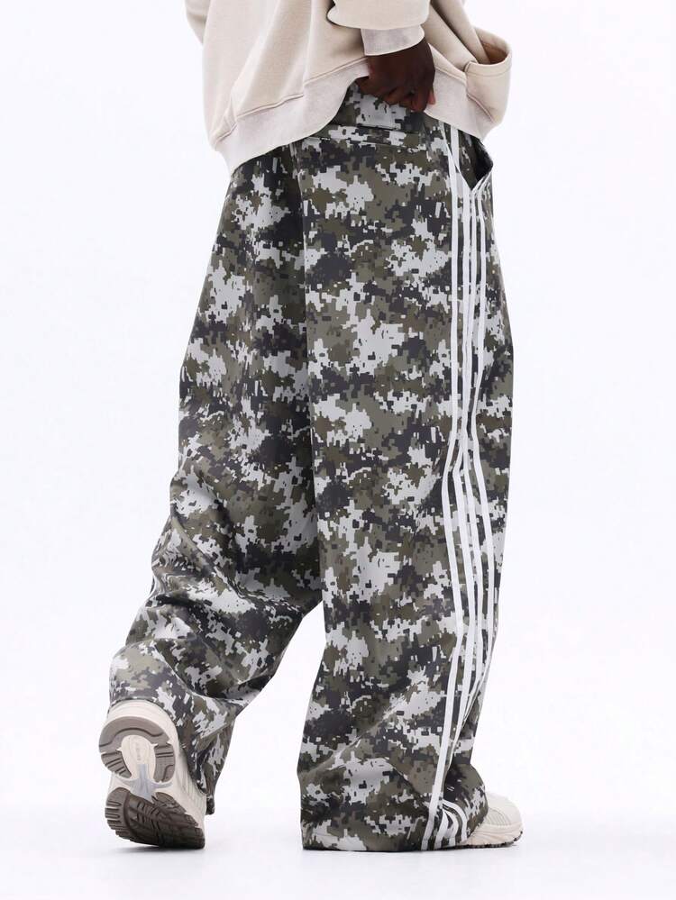 Baggy Camo Pants With Side Stripes