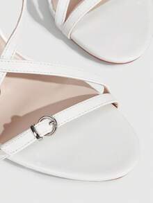 CUCCOO SZL Women's Elegant Commuter Buckle Heeled Sandals - White - View 5