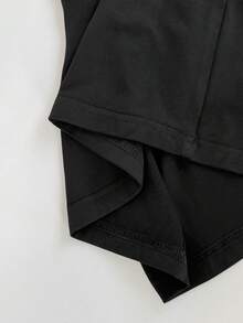 SHEIN Essnce Pantalon droit noir à taille élastique, confortable et polyvalent pour le quotidien, coupe minceur, pour femmes grandes tailles, vêtements de printemps - Noir - Voir 7