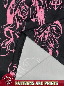 Glimmora Women's Printed V-Neck T-Shirt, Y2K Retro Gothic Style Top, 2000s Streetwear Shirt, Emo Alternative Style Women's Clothing - Multicolor - View 4