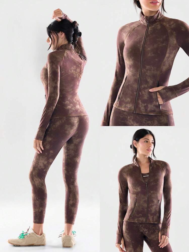 FeatherFit™ Slim-It Streamline Performance Secure Pockets Zip Up Long Sleeve Jacket Low Impact Yoga Pilates Daily Spring Summer