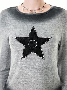 Bloopia Women's Casual Tie-Dye Embroidered Long Sleeve Top, Fashionable For Autumn - Light Grey - View 7