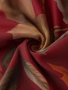 Ellevyn 女士印花立领优雅收腰长袖中长连衣裙，适合派对和活动 - 彩色 - 查看 5