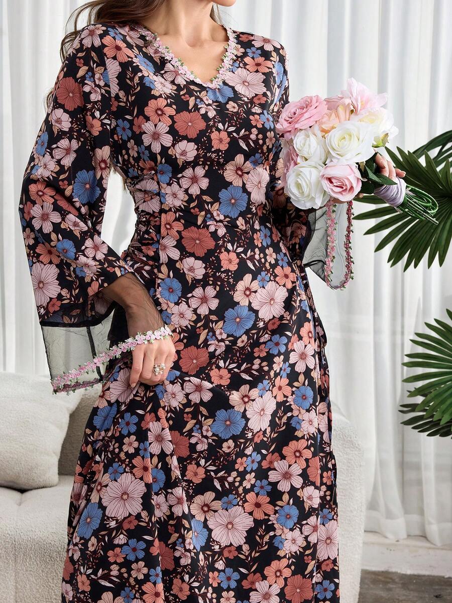 Al Najma Women's Turkish Maxi Dress & Arabic Traditional Abaya Kaftan Jalabiya Dress - Multicolor - View 1