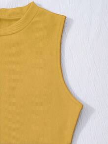 2pcs/Set Teen GirlBlack Knit Camisole Dress With Denim Vest, Commuter Casual Outfit - Ginger - View 5