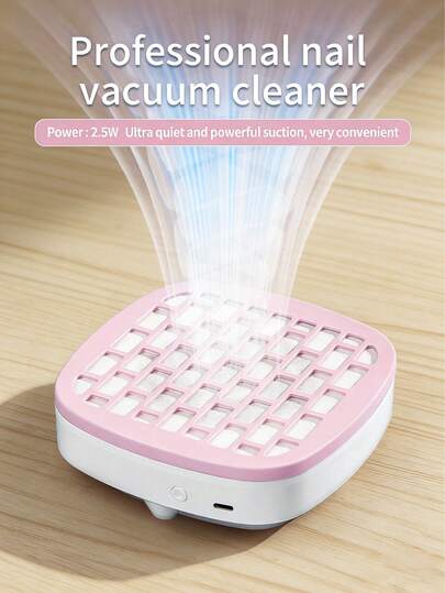 Teckwe Nail Duster Collector, Nail Dust Collector For Acrylic Nails, Nail Dust Fan Nail Cleaner For Manicure - Nail Vacuum Cleaner Powerful Dust Extractor Low Noise,Gel Nails Polishing Salon Home Use,Pink