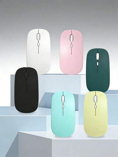 Teckwe Mouse Sem Fio Confortável e Silencioso Compatível com Laptops, Computadores de Mesa, Tablets Móveis Compatíveis com IOS, Pad, Android, Esquema de Cores Macaron, Estilo Doce e Fofo, Requer Compra de Bateria Própria, Leve e Portátil