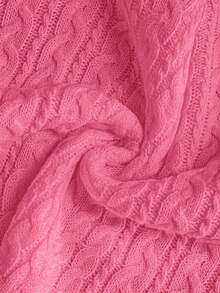 SHEIN Franclia Áo len chui đầu tay đèn lồng cổ tròn xoắn dây thời trang trẻ trung, đơn giản, đa năng, dễ mặc khi đi làm cho nữ, mùa thu/đông - Màu Hồng  Dưa hấu - Xem 6