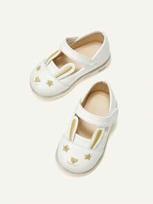 Cozy Pixies White Bunny Shoes, Glossy Texture Rabbit Ear Embroidery Design, Cute Cartoon, Soft & Comfortable, Fashion Versatile Princess Shoes, Light-Up Shoes - White - View 8