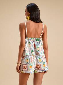 Travachic Áo hai dây in họa tiết nhiệt đới, thích hợp cho kỳ nghỉ hè, đi biển, từ xuân sang hè, ngày Valentine, trang phục lễ hội, thanh lịch cho tiệc tùng, đi biển, dự đám cưới, kỳ nghỉ hè, in hoa, áo kiểu thường ngày. - Nhiều màu - Xem 2