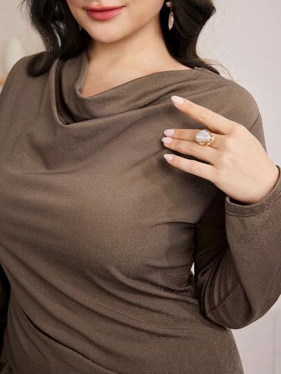 Modelyn Plus Size Women's Loose Shoulder Drop Shoulder Elegant Arabic Style Set