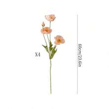 1支/2支/4支人造罂粟花，长59厘米，4朵花，简约现代风格，可弯曲且不褪色 - 可用于DIY花墙、场景布置、客厅卧室花瓶插花、婚礼、派对、家居装饰、桌面摆件、房间装饰、返校季学习用品。 - 珊瑚色 - 查看 10