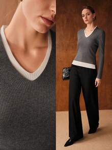 MOTF PREMIUM ELEGANT & VERSATILE SOFT V-NECK SWEATER