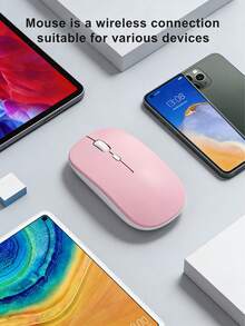 Teckwe Chuột không dây thoải mái và yên tĩnh, tương thích với máy tính xách tay, máy tính để bàn, máy tính bảng, tương thích với hệ điều hành iOS, iPad, Android, màu Macaron, kiểu dáng ngọt ngào và dễ thương, cần mua thêm pin, nhẹ và dễ mang theo. - Nhiều màu - Xem 5