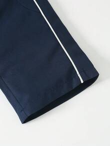 SHEIN Casuvi Kids Young BoyFashionable & Versatile Drawstring Loose Fit Straight Leg Cargo Pants, Autumn/Winter - Navy Blue - View 5