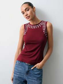 Maija Áo tank top nữ thiết kế gân sọc ánh kim năm 2026, phù hợp cho tiệc Valentine, áo dự tiệc, mùa hè, áo dự tiệc cho nữ, áo dự tiệc thanh lịch, áo thường ngày cho nữ, phong cách thành thị hiện đại, kỳ nghỉ xuân, ngày lễ Thánh Patrick, lễ Phục sinh, mùa hè, áo dự tiệc cho nữ, đi biển, kỳ nghỉ hè, đi chơi biển, lễ tốt nghiệp. - Màu đỏ tím - Xem 2